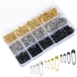 600 Pcs Premium Safety Pins, 4 Sizes Rust Resistant Safety Pins, 3 Colors Safety Pins for Clothing Art Crafts Sewing Quilting Jewelry Making,with Storage Box