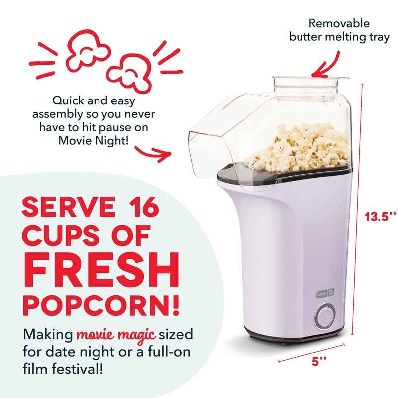 DASH Hot Air Popcorn Popper Maker with Measuring Cup to