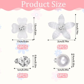 20 Pcs Mini Hair Clips Tiny Hair Clips White Flower Hair Clips with Rhinestone Cute Flower Girl Hair Accessory