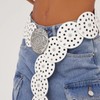 LIMHOO Wide Disc Belt for Women Leather Hollow Out Round