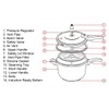 VITASUNHOW Stainless Steel Pressure Cooker with Steamer Basket, Faster Cooking