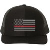 Thin Red Line USA Flag Snapback Trucker Hat Adjustable Mesh