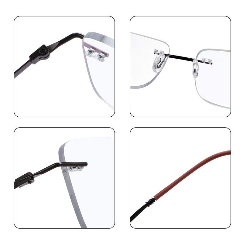 Rimless Progressive Multifocus Reading Glasses Blue Light Blocking No Line