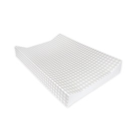 Deluxe Anti Roll Wedge Baby Changing Mat, Oat Gingham, Waterproof PVC with Curved Sides, 69x45x9cm
