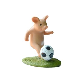 Gemmia Miniature Fairy Garden Sport Pig Figurines- Passion Football Time Pig