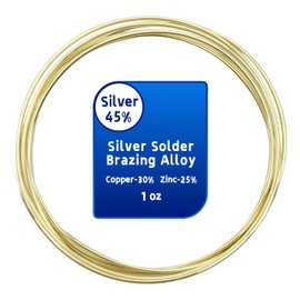 Silver Solder Brazing Alloy, 45%, 1/16 in Thick, 1.1 oz, for Jewelry Repair/Copper Tubing/Stainless Steel (45%)