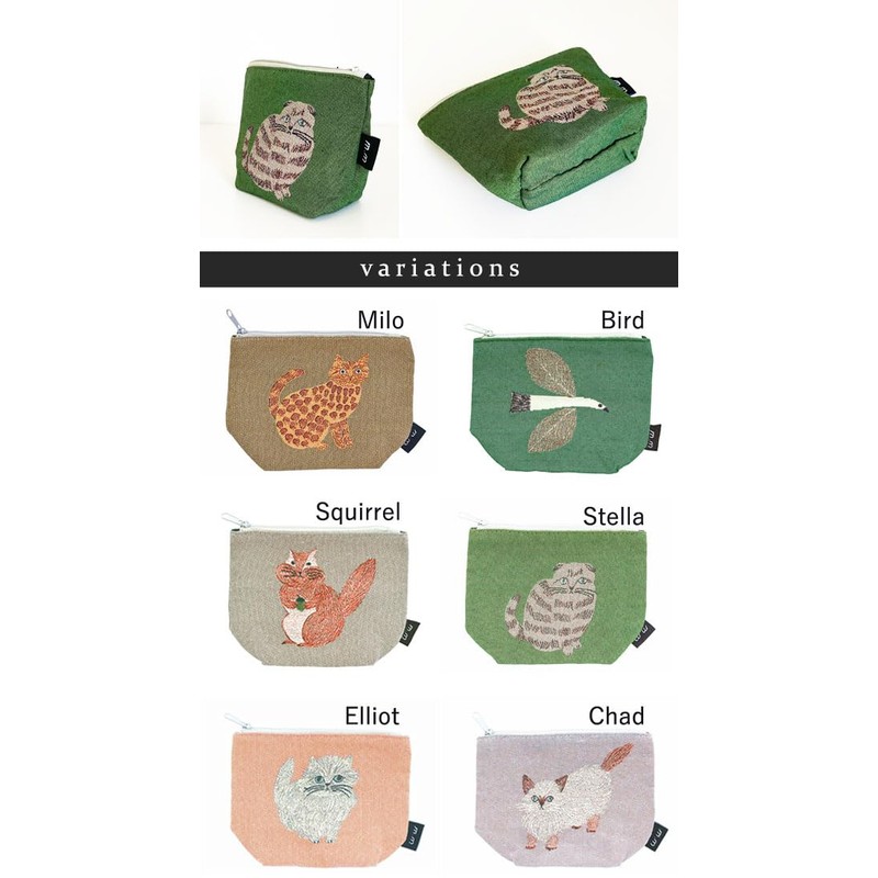 Miyuki Matsuo Mini Pouch Cat Animal Pattern Cosmetic Pouch Milo