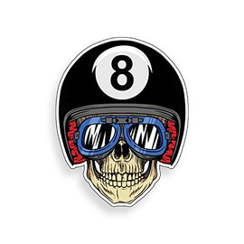 8 Ball Skull Sticker Decal Vinyl Biker Tank Car Cup Cooler Window Bumper Graphic