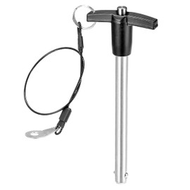1Pc Stainless Steel T - Handle Lock Pins, 1/4"~1/2" Pin Dia. 2"~4" Usage Length Push-Button Quick Release Pin Safety Pin Handle Stop Pin with Lanyard Cable (Dia(MM):12, Usage Length(MM):80)