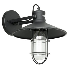 Sunlite 07054-SU Vintage-Inspired Caged Canopy Wall Sconce, Industrial Style, Farmhouse Country-Chic Décor, Medium Base Socket (E26), 60 Watts Max, UL Listed, Matte Black Finish