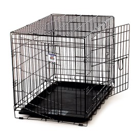 Pet Lodge® Wire Dog Crate | Small Pet Carrier | Easy to Clean | Multi-Functional Pet Crate | Double Door Crate | Great for Pets Up to 50lbs | Medium