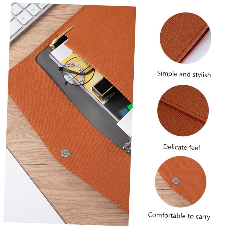 KONTONTY Organizer Briefcase A4 Document Bag Portable Pu Document Envelope