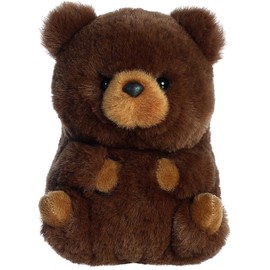 Aurora® Round Rolly Pet™ Brambles Brown Bear™ Stuffed Animal - Adorable Companions - On-The-Go Fun - Brown 5 Inches