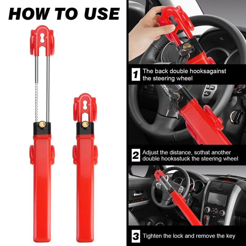Car Steering Wheel Lock Anti-Theft Device,Red Car Steering Wheel Lock