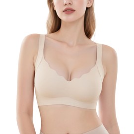 Women's Soft Wireless Comfort Bralettes Push Up Bra Seamless No Underwire Bras for Women Full Coverage, Nude, XL