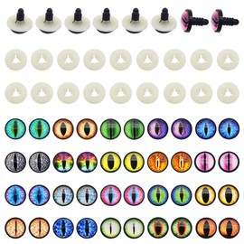 JJGQAZ 20Pairs 14MM Glass Safety Craft Eyes Owl Snake Lizard Eyes with Washers for Amigurumis Plush Animals Crochet Dragon Cat Dolls Making