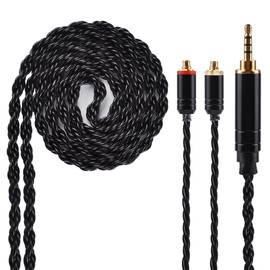 6 Core Balanced Silver Plated Replacement Cable, Black MMCX Detachable Earphone Cable Replacement Earphone Wire for Shure 846 535 215 315 425 MAGAOSI K5 LZA4 A5 (2.5mm Audio Jack, MMCX)……