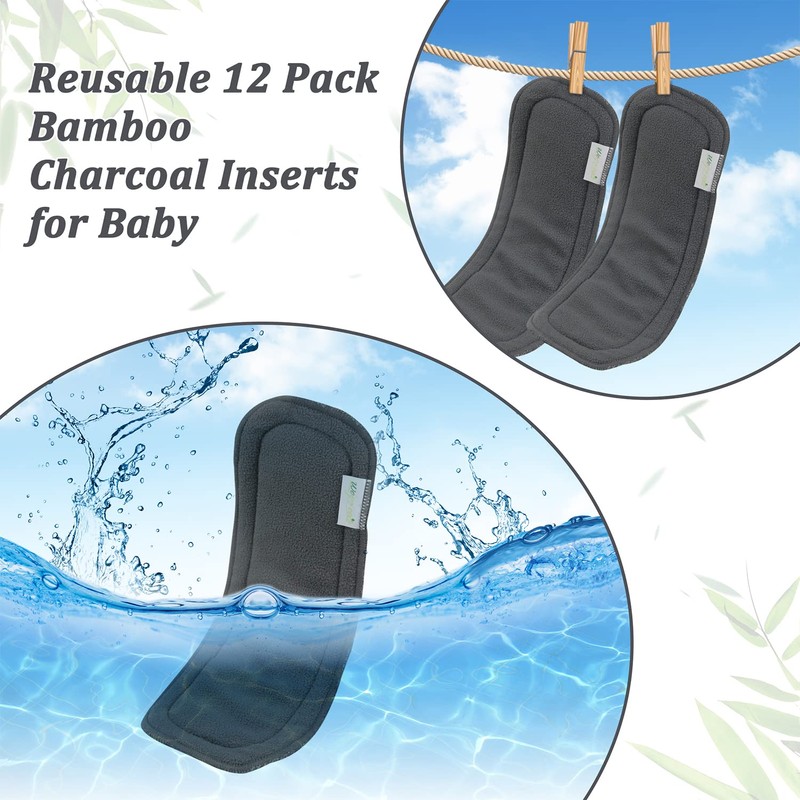 Wegreeco Reusable Soft 5 Layers 12 Pack Bamboo Charcoal Inserts