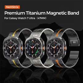 NeXStrix Titanium Magnetic Bands Compatible with Galaxy Watch Ultra 47mm, No Gap Design Titanium Metal Strap Wristband Accessory for Galaxy Watch 7 Ultra 47mm for Men Women