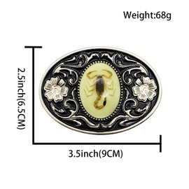 XGALBLA Cool Western luminous stone 3D Scorpion Belt Buckle For Men(Silver tone)