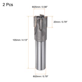 sourcing map Square Nose End Mill, 25mm Cutting Dia Tungsten Carbide Tip 4 Straight Flutes Milling Cutter with 20mm Straight Shank, 2pcs
