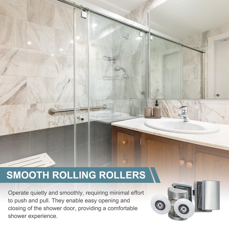 sourcing map 4 Pcs 25mm Double Shower Door Rollers 304