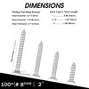 White Head 100 PCS #8X2" Stainless Steel Phillips Flat Head