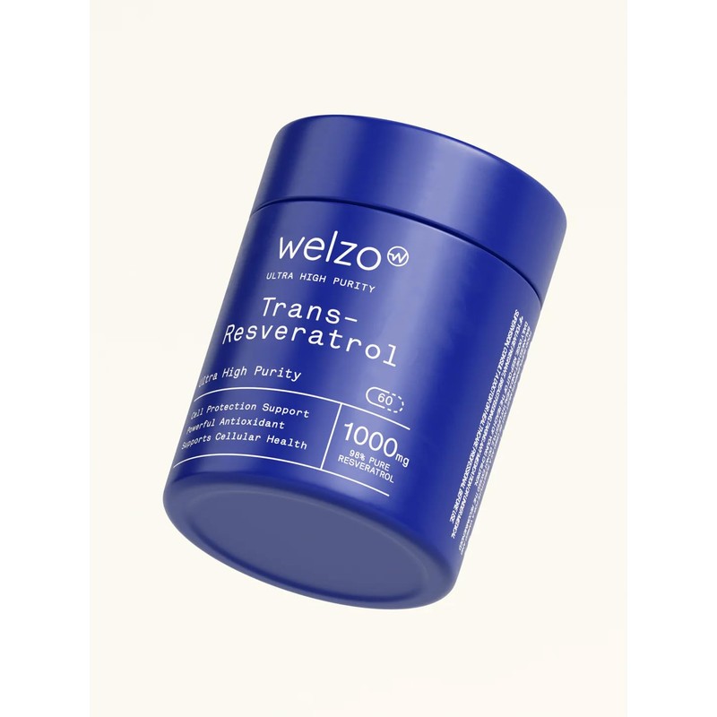 Welzo Ultra-High Purity Trans-Resveratrol 1000mg Capsules | 98% Standardised Japanese