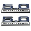 2pcs 5.0 Liter Supercharged Emblems Hood Engine 3D Badge Replacement
