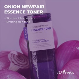 ISNTREE Onion Newpair Essence Toner 200 ml, Esencia tónico con extracto de cebolla, calmante, hidratante, antimanchas, combate la pigmentación