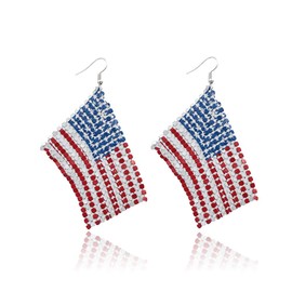 Patriotic Red White Blue American USA Flag Earrings,Flip Flop Sandal Butterfly Diamond Dangle Drop Earring，4th of July Independence Day Jewelry(National flag)