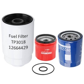 Diesel 6.6L Duramax Filter Kit Compatible with 2001-2016 Chevy Silverado/GMC Sierra 2500 3500 HD Engine. Fuel/Oil/Transmission Filters Replaces# TP3018, PF2232, 29539579