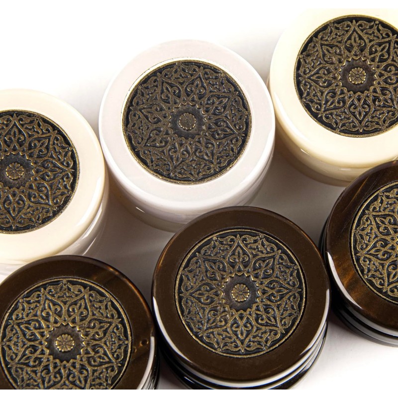 JP GAMES LTD Luxury Manopoulos Mother of Pearl Backgammon Stones