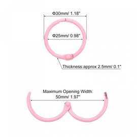 sourcing map Loose-Leaf Binder Rings, 30mm/ 1.2 inch Metal Book Ring Key Holder for Home, Office Supplies, Assorted Colors, 5Pack