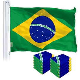 G128 10 Pack: Brazil Brazilian Flag | 3x5 Ft | LiteWeave Pro Series Printed 150D Polyester | Country Flag, Indoor/Outdoor, Vibrant Colors, Brass Grommets, Thicker More Durable Than 100D 75D Polyester