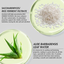 RAZUYEN Rice Toner 200ml, Milky Toner with Aloe Leaf Water, Niacinamide and Centella Asiatica, Glowing, Soothing and Hydrating Toner for Dry and Sensitive Skin, Alcohol Free, Fragrance Free, Vegan