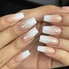 IMRAIN Christmas Press on Nails Long Coffin Fake Nails White