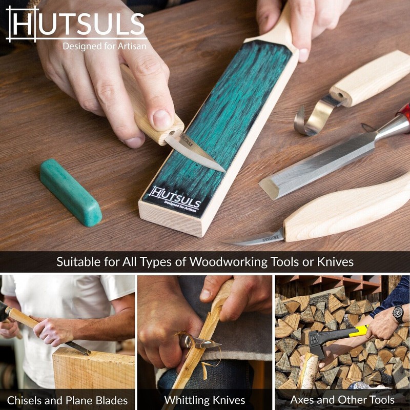 HUTSULS Double Sided Leather Strop Paddle Compound Knife Kit Sharpener