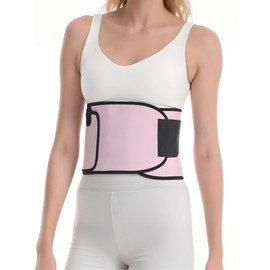 Waist Trimmer - Women's Premium Sweat Resistant Fitness Belt - Upgraded Version - with Pockets- Upgraded Version. (Pink, L)