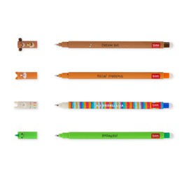 LEGAMI - Set of 4 Erasable Gel Pens, Friends_2, Black, Blue, Green, Red Ink, Pack of 4