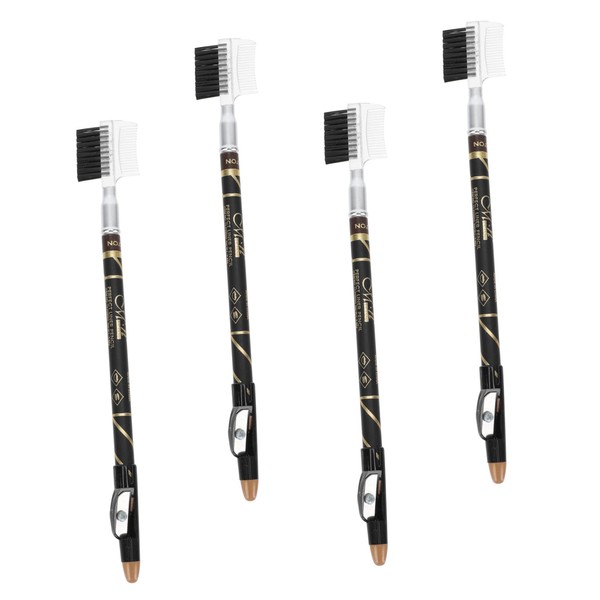 Ipetboom In-one Eyebrow Brush Comb 4pcs Makeup Pencils Black/coffee Waterproof