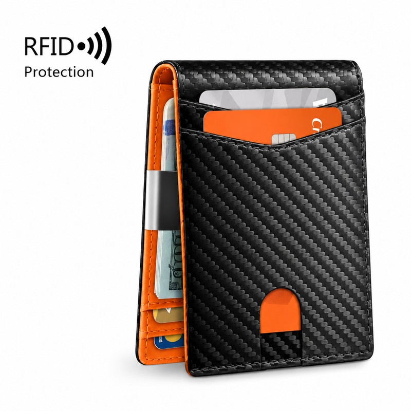 Carbon Fiber RFID Blocking Wallet for Men Slim Minimalist Card