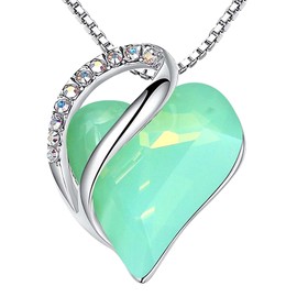 Leafael Birthstone Heart Necklace for Women | Birthstone Necklace With Healing Crystals | Allergy-Free Pendant Necklace with Gift Box Included