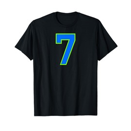 Number #7 Blue Green Sports Team T-Shirt