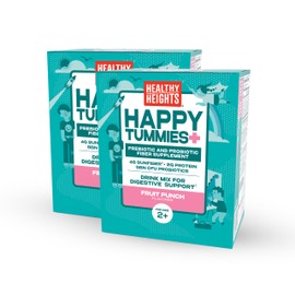 HEALTHY HEIGHTS Happy Tummies Prebiotic and Probiotic Fiber Supplement for Kids Ages 2+, 2 Pack