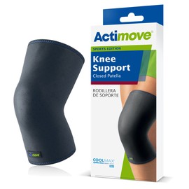 Actimove Sports Edition Knee Support Closed Patella with COOLMAX AIR Technology – Sleeve for Pain Management – For Strains, Sprains & Swelling - Left/Right Wear – Navy, Large