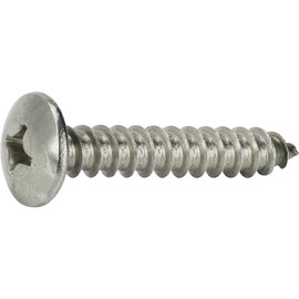 #12 x 2-1/2" Truss Head Sheet Metal Screws, Stainless Steel 18-8, Full Thread, Bright Finish, Self-Tapping, Quantity 25 by Fastenere