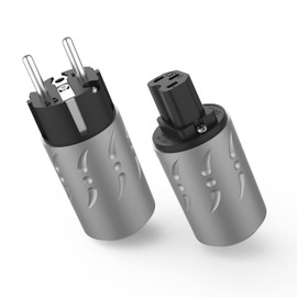 Viborg VE502R+VF502R High End Schuko Plug Power Plug + HiFi IEC Plug (Pure Copper Rhodium-Plated)