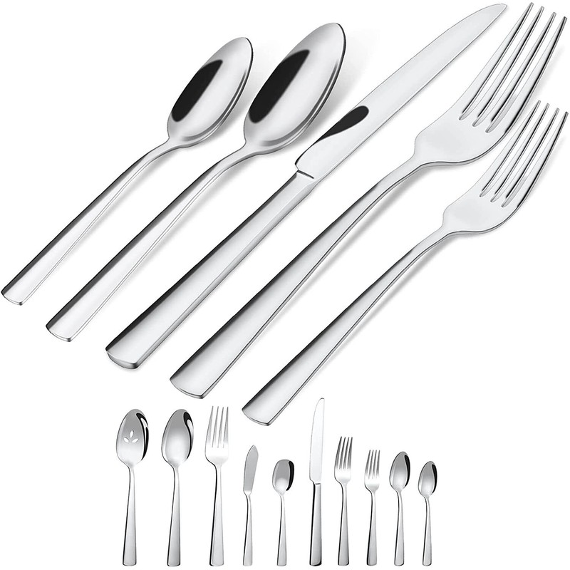 Brightown Silver Silverware Flatware Cutlery Set Stainless Steel 45 Pieces-