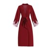 AmaMu Women Satin Robe Long Lace Trim Bathrobe Lightweight Kimono